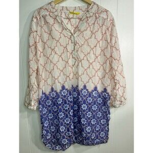 Roberta Roller Rabbit Women’s L Swim Coverup Dress Long Sleeve Silk Blend